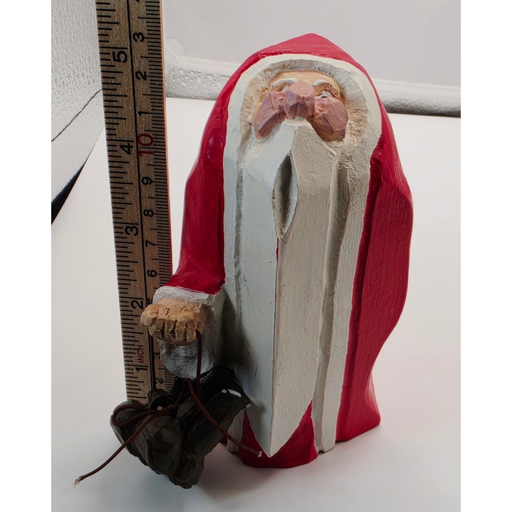 Department 56 Hand Painted Santa Claus Figurine Folk Art Style Holding Boots - Picture 10 of 11